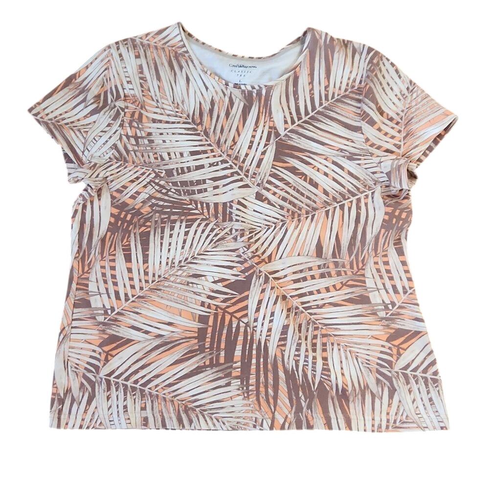 Croft & Barrow Classic Tee women's large short sleeve jungle fern print